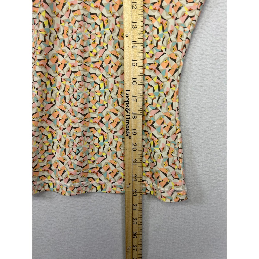 Geometric Retro J.Crew Women S Multicolor Sleeveless Mock Neck Rash Guard Top - Picture 6 of 9
